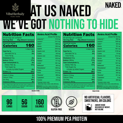 Naked Pea - Double Chocolate Pea Protein, Vegan Protein, Organic Cocoa, Gluten-Free, 5LB